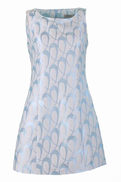 pimood Sen A-1 Mavi Hare Brokar Mini Elbise