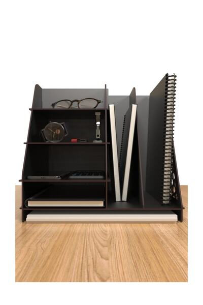 KUK Design Ottoman  Masaüstü Organizer Düzenleyici Ofis Evrak Rafı (Siyah)
