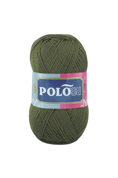 Polosu Lüks Patiklik - El Örgü Patik Ipi - Renk: 370 - Koyu Haki Yeşili