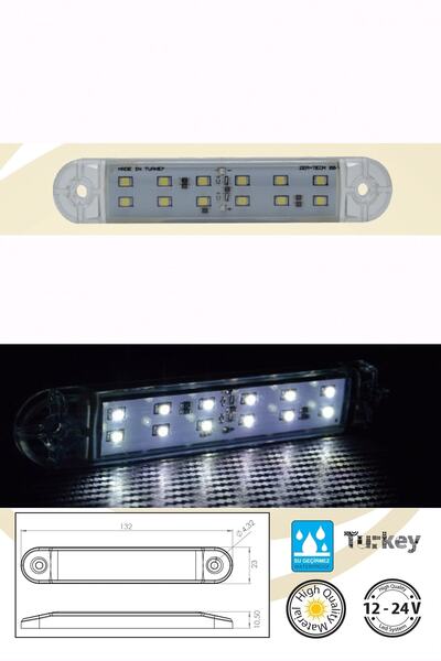 Sedef Led Lamba 12 Ledli Çift Sıralı Su geçirmez 12-24 Volt  2.Adet.Beyaz