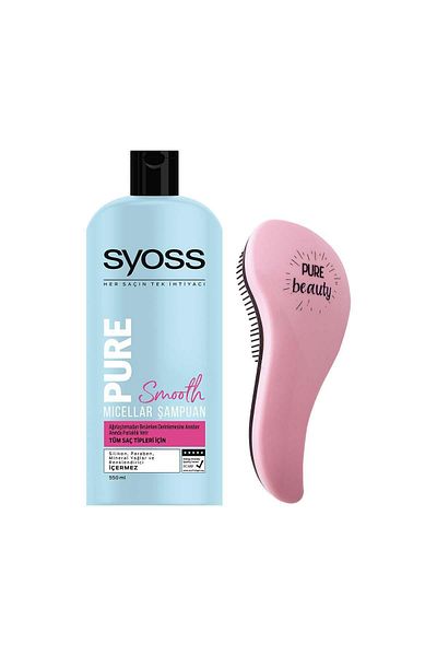 Syoss 550ml Micellar Shampoo + Hair Brush - Pure Smooth
