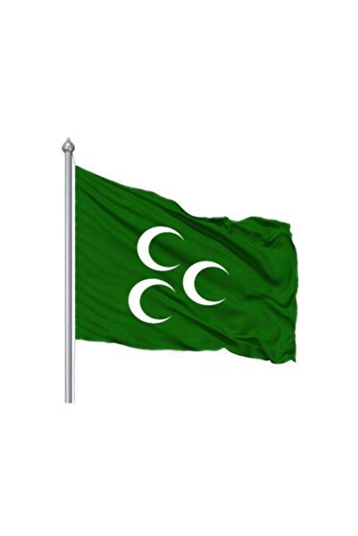 Genel Markalar Yeşil Üç Hilal Osmanlı Bayrağı 70x105 Cm Raşel Kumaş Çift Taraflı