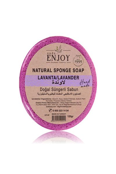 Enjoy Natural Soap Lavender Handmade Sponge Body Shower Soap 125 gr