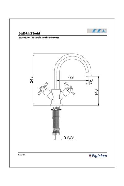 Eca QUADRILLE SWAN SINK BATTERY102108396 20 YEARS WARRANTY