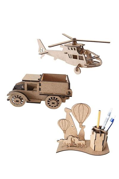 3D SERGİ 3D Wooden Puzzle Set of 3 BSP-3