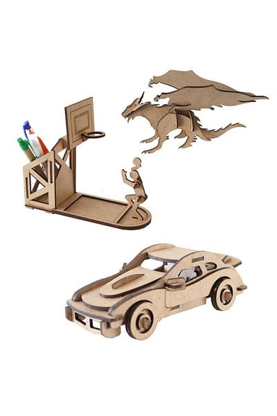 3D SERGİ 3D Wooden Puzzle Set of 3 BSP-1