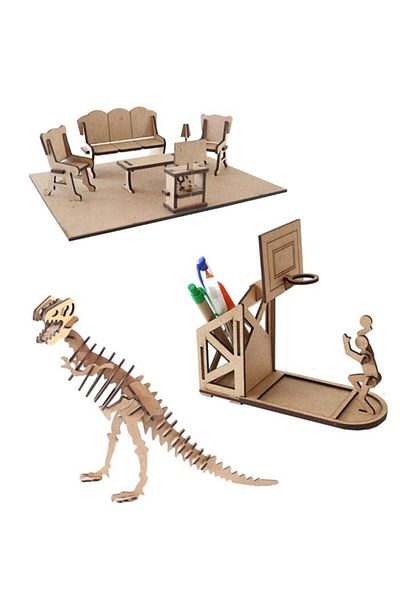 3D SERGİ 3D Wooden Puzzle Set of 3 BSP-4