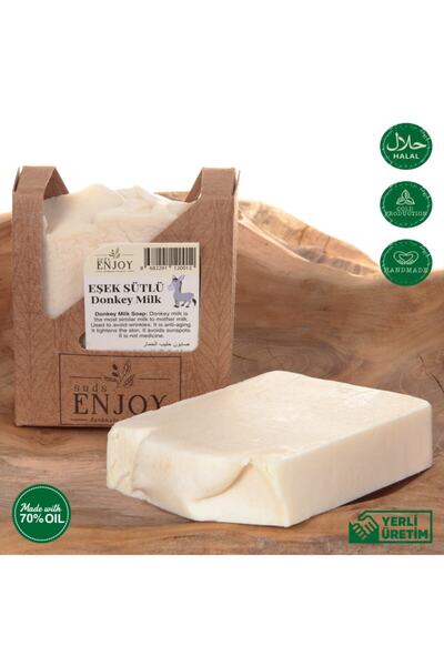 Enjoy صابون طبيعي مصنوع يدويًا للوجه والشعر والجسم بحليب الحمار 100 جرام