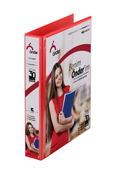 Önder Pvc A4 Firm Folder (مجلد العرض) - 3 سم - أحمر مع آلية ثنائية الأبعاد