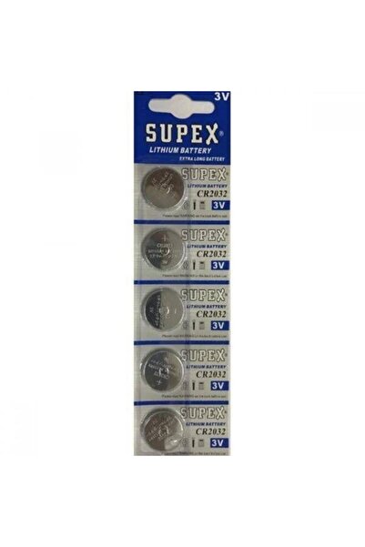 Supex Cr 2032 3v Lityum Para Pili Saat Pili Düğme Pil 5 Adet