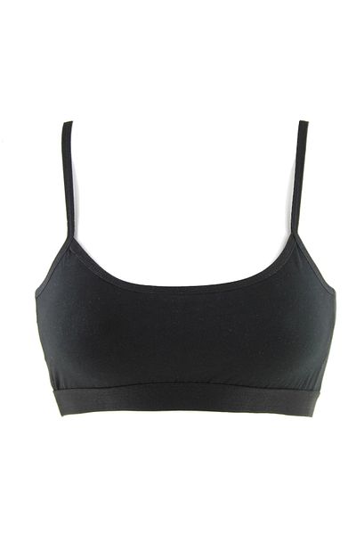 Doce Cravo Girl's Black Combed Cotton Covered Thin Strap Bra 502-c