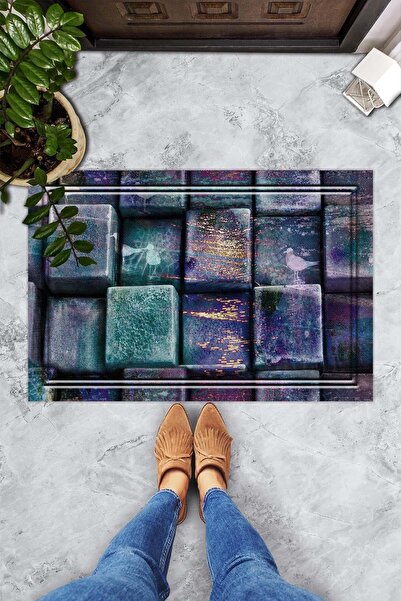 Evsebu Taş Desenli Dekoratif Kapı Önü Paspası