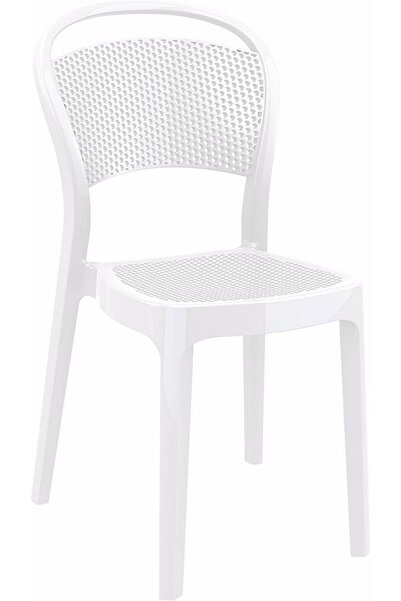 Siesta Bee Plastik Contract Parlak Beyaz Mutfak Balkon Salon Bahçe Cafe Sandalye