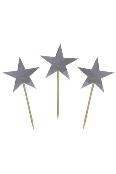 Kazanabil Silver Shiny Star Party Toothpicks 15pcs