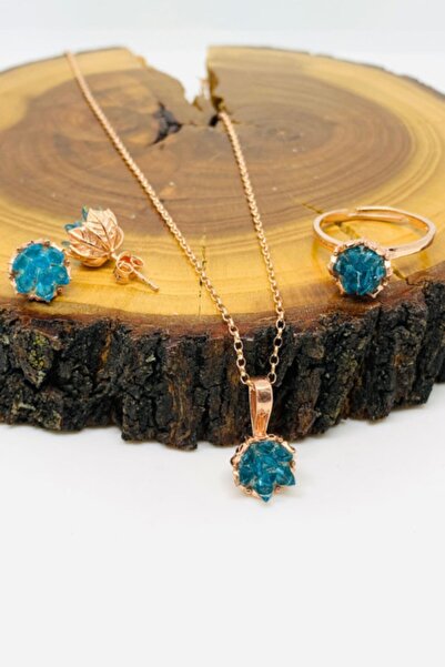 Artuklu Telkari Kadın Gümüş Rose Kaplama Lotus Çiçeği Model 3 Lü Set 925 Ayar