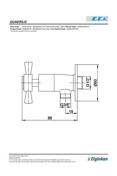 Eca Quadrille Intermediate Bidet Tap