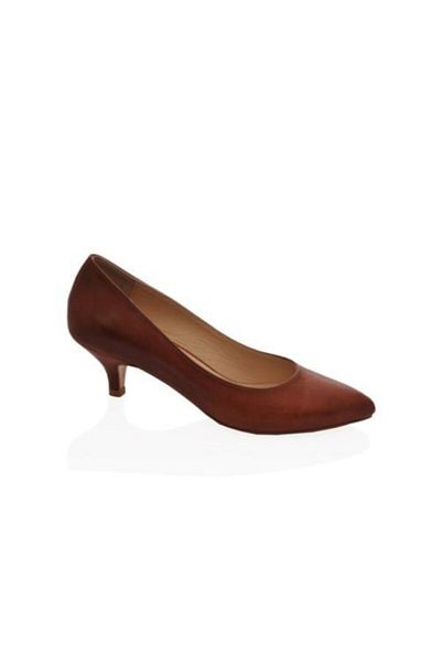 KARVENSHOES Дамски кафяви обувки на тънък ток от естествена кожа