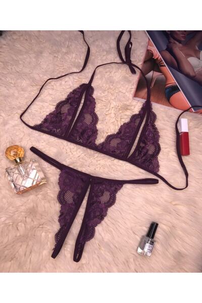 Top Step Set sutien din dantelă violet pentru femei