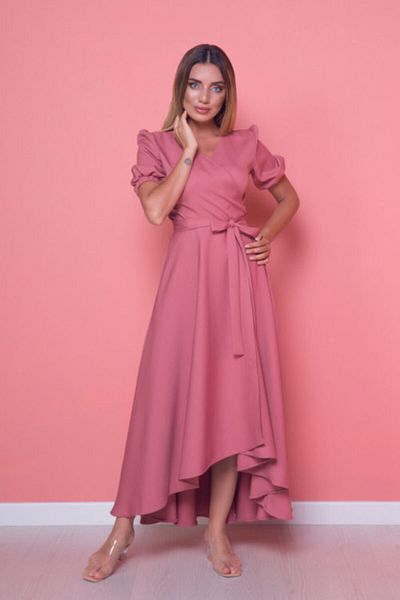 Bidoluelbise Γυναικείο φόρεμα Dusty Rose Plus Size Asymmetrical Cut