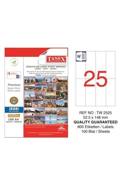 Tanex Tw-2525 Laser Label 52x148 Mm Tw2525las10100