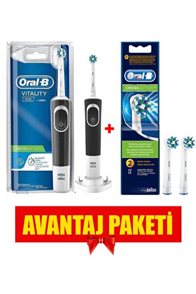 Oral-B Vitality 100 Cross Action Siyah Şarj Edilebilir Diş Fırçası + Ikili Ba...