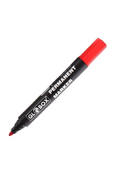 Globox 6774 Permanent Marker Pen Round Tip Red 12 Pieces (1 Pack 12 Pieces)