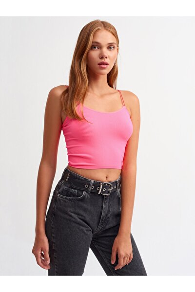 Dilvin Γυναικείο φούξια Elastic Crop Top 3528