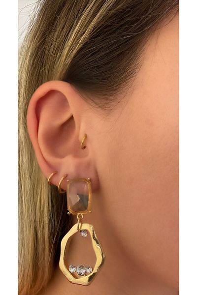 Markiz Takı Orange Jewelled Brand Earrings