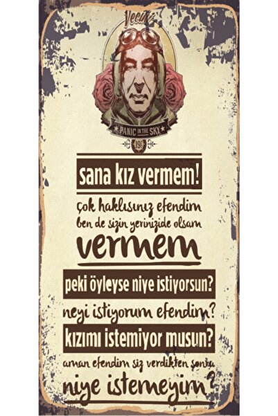 Hayat Poster Vecihi Yeşilçam (10 Cm X 20 Cm) Mini Retro Ahşap Poster