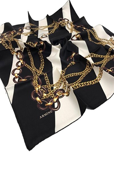 Armine Kadın Siyah Saf Sura Ipek Eşarp Arm7832dss-20