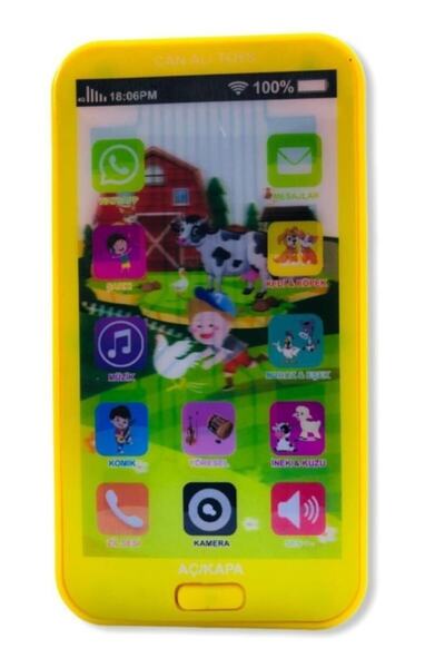 Can Ali Toys Telefon Sesli Işıklı Müzikli Oyuncak Çocuk Telefonu Sarı Pil Hed...
