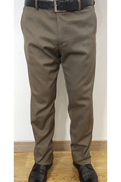 wontilotte Erkek Taba Gabardin Likralı Regular Fit Keten Pantolon
