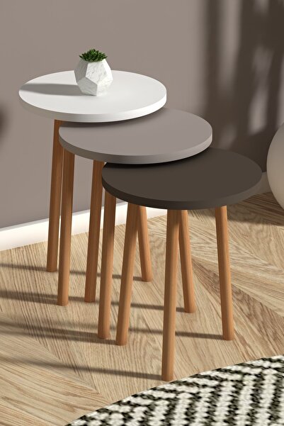 Monte Sehpa Roma Zigon Bck Sehpa Ve Soul Orta Sehpa Beyaz Set