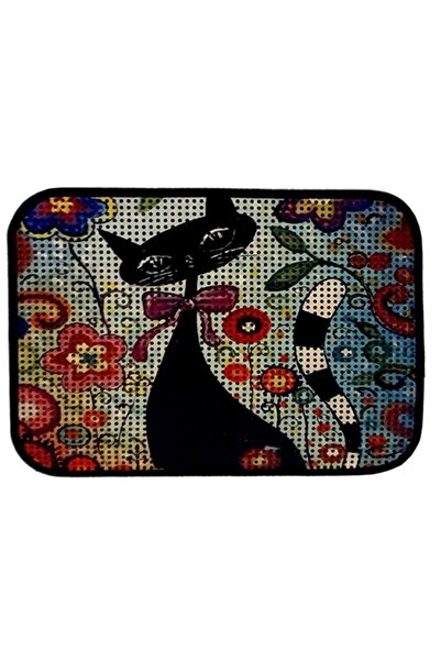 Miapet Elekli Desenli Kedi Tuvalet Önü Paspası 60 X 45 Cm Çiçekler