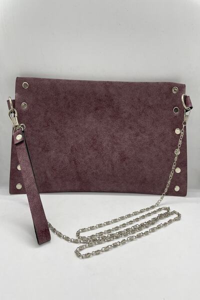 MENİSE Claret Red Women's Bag with Chain Strap - with Handle