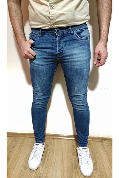 Çello mello Ανδρικό παντελόνι Lycra Ποιότητας Μπλε Τζιν