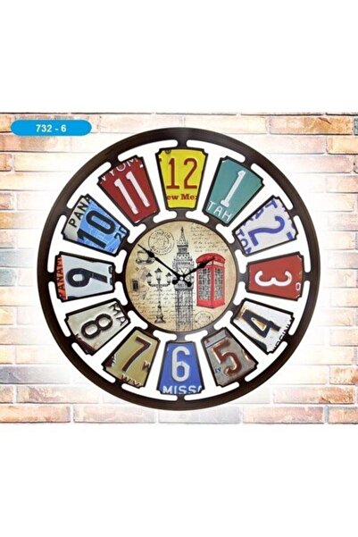 Genel Markalar Duvar Saati Dekoratif Londra Motifli Renkli Duvar Saati