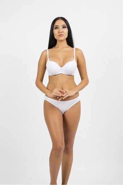NurPeri İç Giyim Σετ εσώρουχα Push-up Underwire White Bamboo Flat με υποστήριξη
