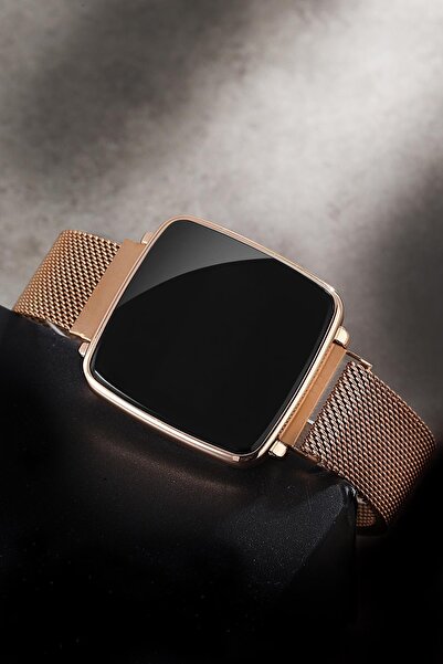 Newera Watch Unisex Altın Hasır Kordon Dijital Kol Saati Uhd410058