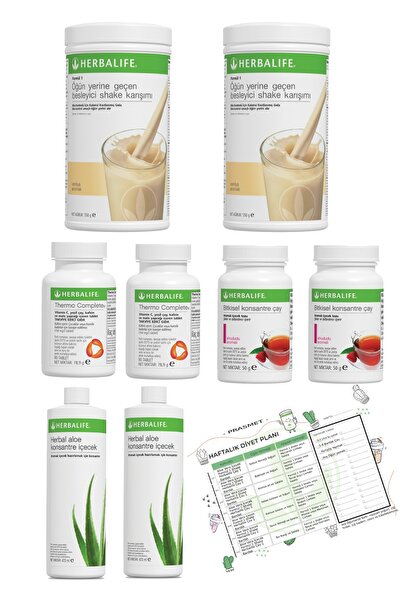 Herbalife 2'li Eko Set Vanilya+ahududu Shake + 2 Klasik Çay + 2 Thermo + 2 Al...