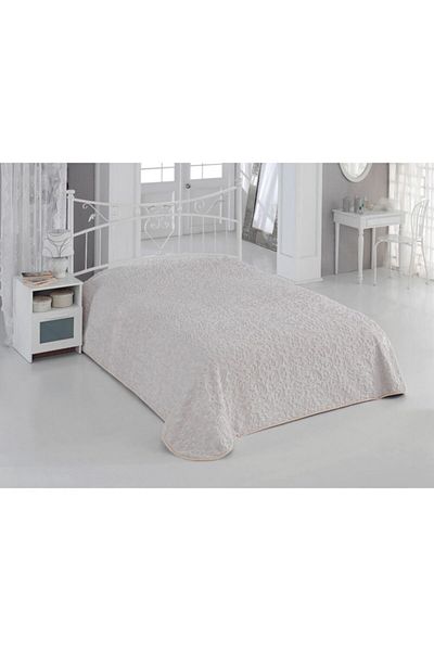 SARAR BATTANİYE King Size Embossed Blanket - Cream
