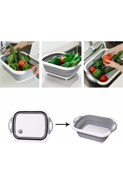Genel Markalar Sebze Meyve Yıkama Sepeti Akordiyonlu Katlanır Kesme Tahtası