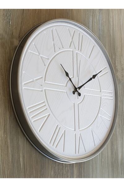 Markakanvas Gri Metal Kasalı Beyaz Duvar Saati 50x50cm