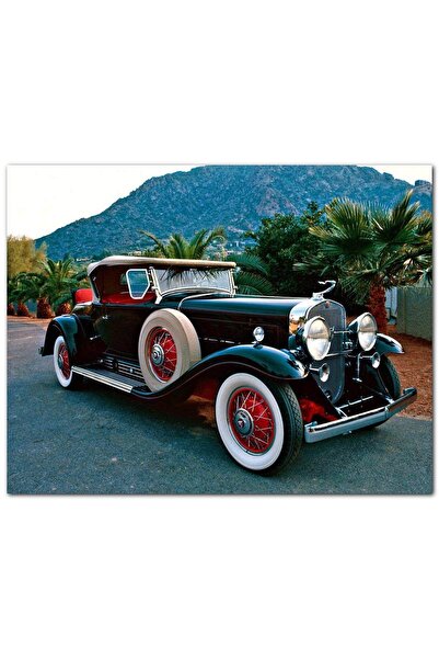 Cakatablo Tablou din lemn Mașină antică Cadillac neagră (Dimensiune 50x70 cm)
