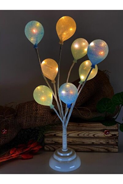 LEDREYON Dekoratif Ledli Mavi Balon Ağacı Çocuk Odası Gece Lambası Led Işıklı...
