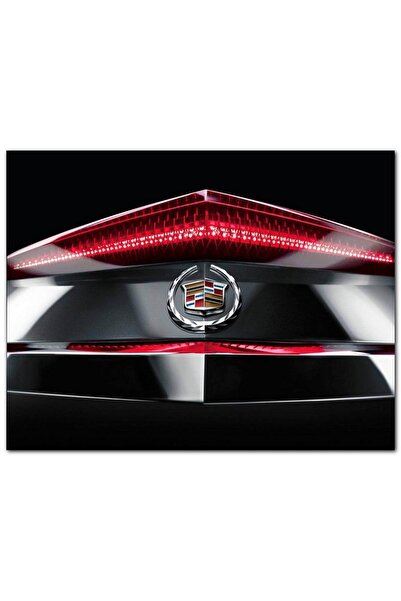 Cakatablo Ahşap Tablo Cadillac Logo Ve Stop Lambaları (25x35 Cm Boyut)