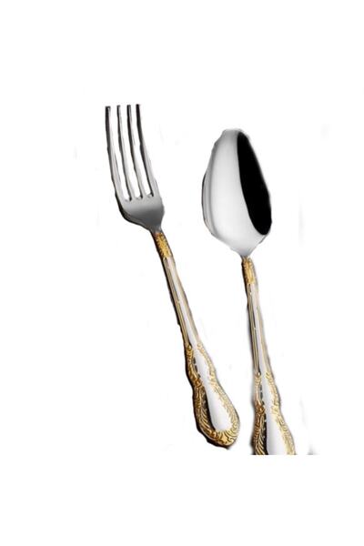 İNTER CELİK Şehrazat Gold Fork Spoon Knife Set Set 90 Pieces
