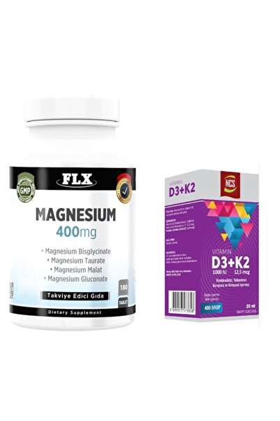 NCS فيتامين د3 و ك2 20 مل فلكس - عناصر المغنيسيوم 180 قرص