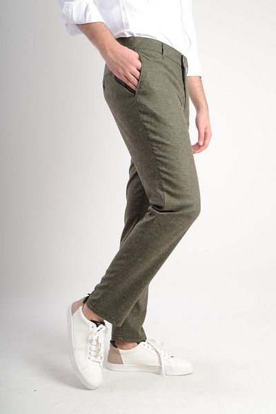 Luppo Club Ανδρικό παντελόνι Linen Slim Fit Green