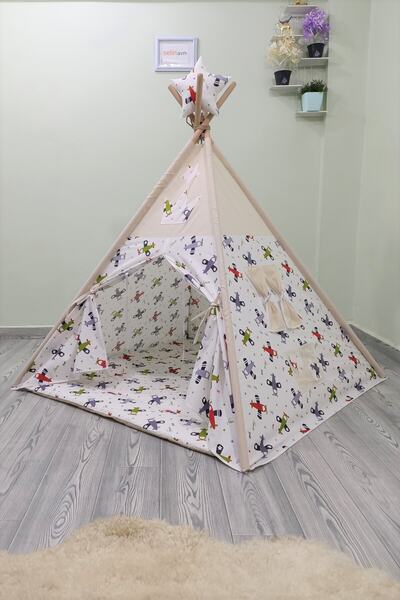 Henna Prime Sabitlenebilir Çocuk Oyun Çadırı Renkli Uçaklar